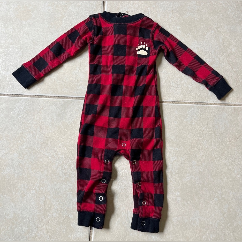 LazyOne Flapjacks Baby Boys Sz 6MO Black/Red Plaid Pijama